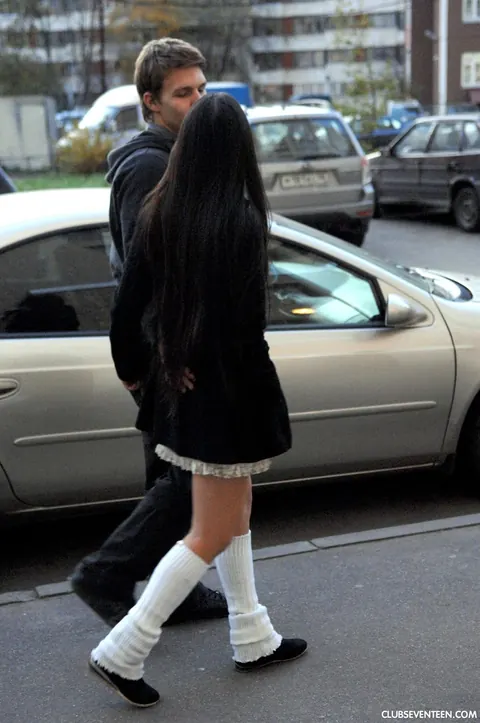 Asian Brunette in a Skirt Gives a Handjob Outdoors – photo 4 of 21