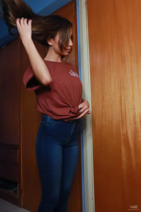 Camila Luna: Petite Latina with Big Natural Tits Poses in Panties While Smoking – photo 19 of 20