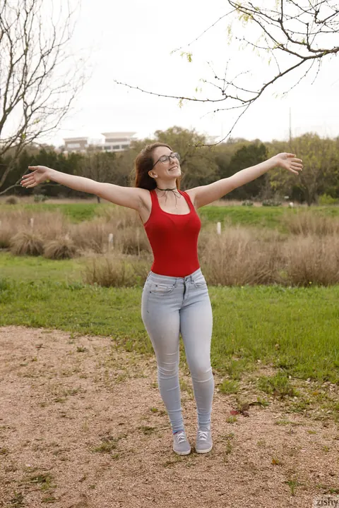 Ruby Corbett: Busty Redhead Strips Out of Her Jeans to Lingerie – photo 1 of 11