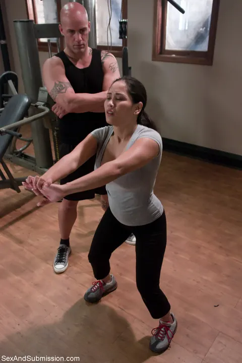 Jessica Bangkok: Petite Asian MILF Bound and Teased in the Gym – photo 20 of 20