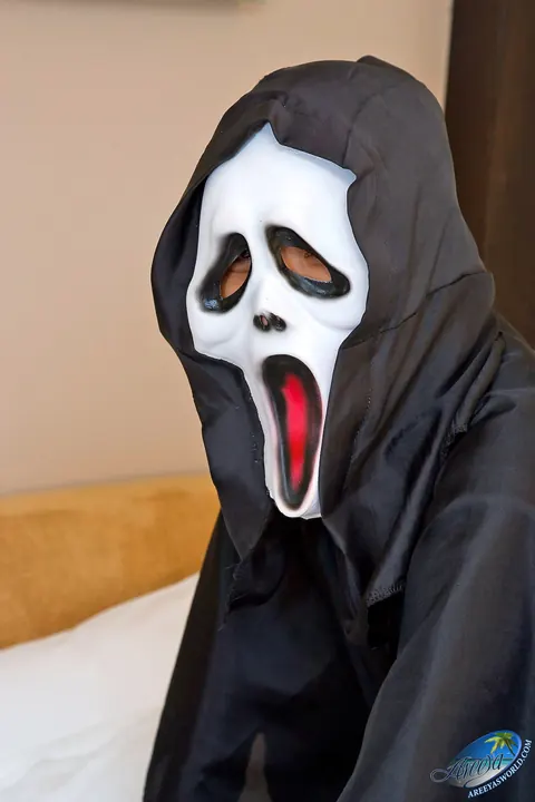 Bound Thai Trans Woman in Panties and Jeans Enjoys Halloween Fun – photo 1 of 21
