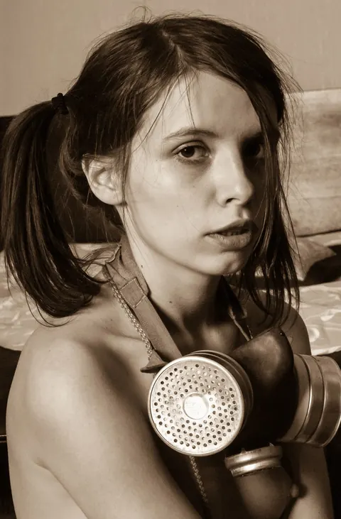 Slim Brunette in Pigtails Spreads Her Pussy – photo 19 of 21