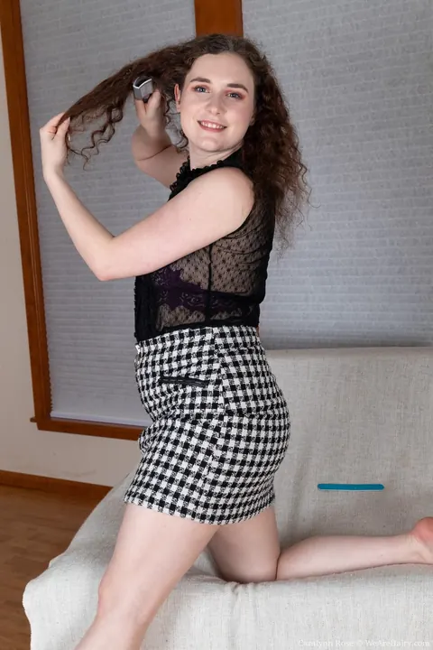 Caralynn Rose: Curvy Curly Brunette Bares Her Hairy Pussy and Masturbates – photo 3 of 21