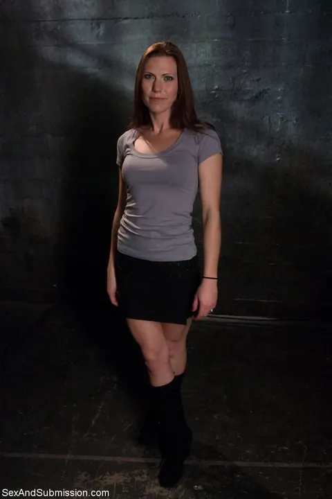 Delilah Knight: Tall Thick Brunette Tied Up in a Skirt for Bondage Blowjob – photo 1 of 21