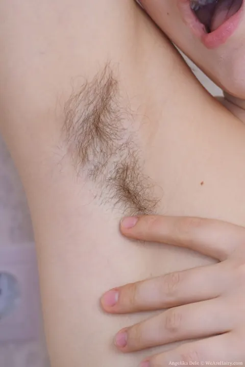 Angelika Dele: Busty Brunette Shows Hairy Armpits and Fingers Her Pussy – photo 10 of 16