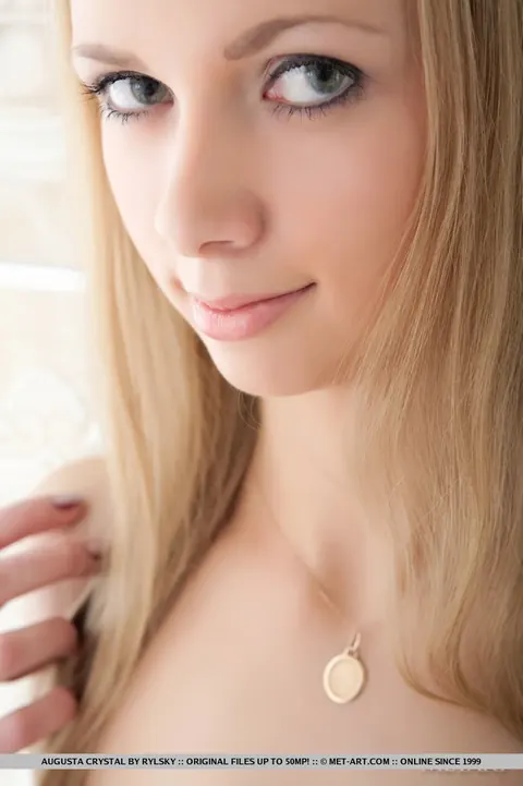 Augusta Crystal: Blonde with Natural Tits Spreads Her Hairy Pussy at the Mirror – photo 18 of 18