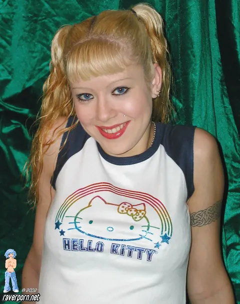 Thick Blonde in Pigtails Toys Her Shaved Pussy – photo 13 of 14