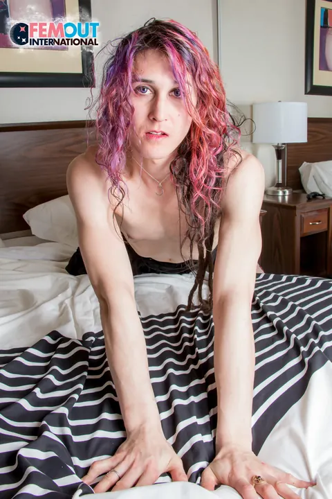 Trans Woman Strips, Fingers Her Ass and Strokes to Cum – photo 4 of 16