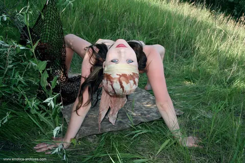 Tall Ukrainian Brunette with Big Tits Poses Nude in High Grass – photo 8 of 16