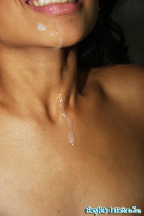 Vanessa Cruz: Slim Ebony Woman Sucks Cock at the Bathroom Gloryhole Until He Cums – photo 19 of 19