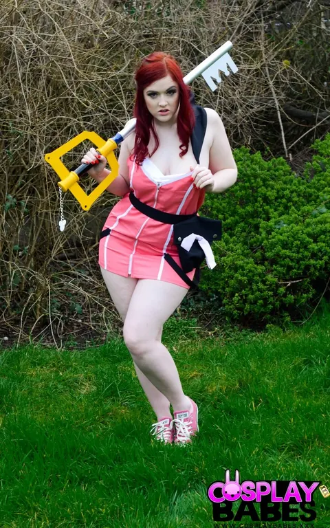 Jaye Rose: Curvy British Redhead in Cosplay Flashes Her Big Tits and Pussy Outdoors – photo 3 of 14