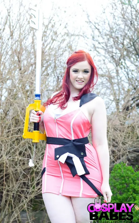 Jaye Rose: Curvy British Redhead in Cosplay Flashes Her Big Tits and Pussy Outdoors – photo 1 of 14