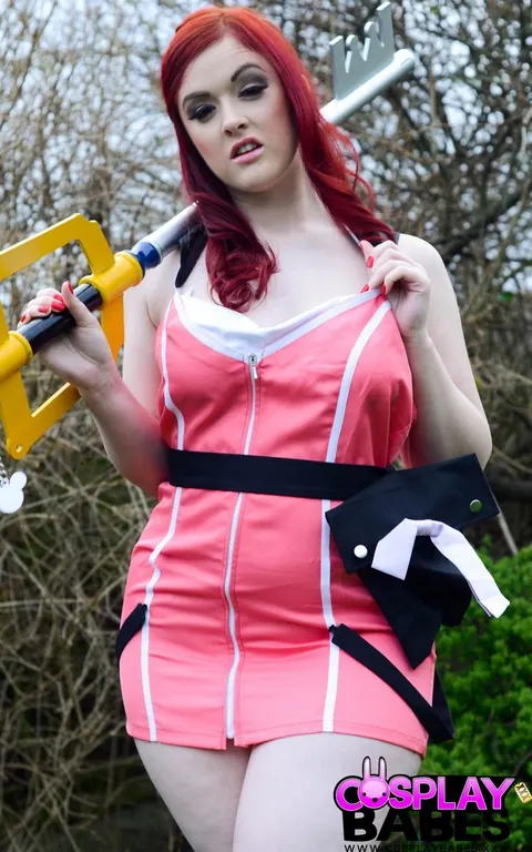 Jaye Rose: Curvy British Redhead in Cosplay Flashes Her Big Tits and Pussy Outdoors – photo 2 of 14