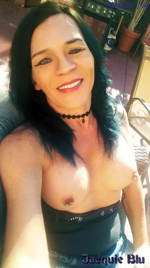 Busty Trans MILF Poses Nude Outdoors – photo 9 of 15