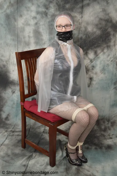 Redhead in Pantyhose and Latex Gets Gagged and Restrained – photo 15 of 16