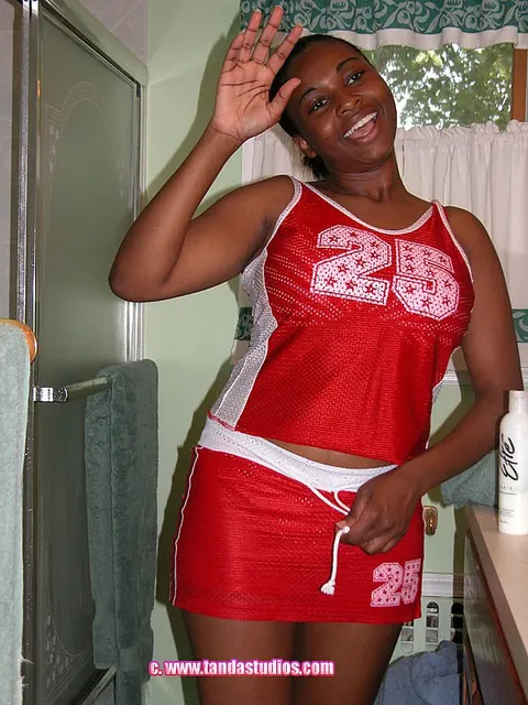 Curvy Ebony Woman with Big Tits Undresses in the Bathroom – photo 20 of 20