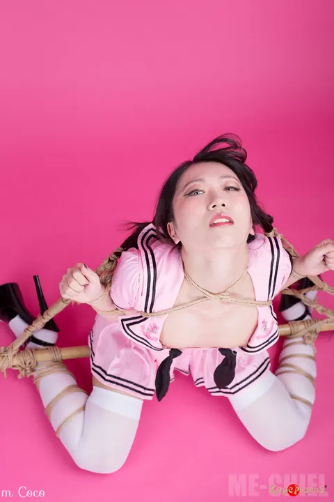 Asian Brunette in Stockings Bound and Ball Gagged – photo 7 of 16