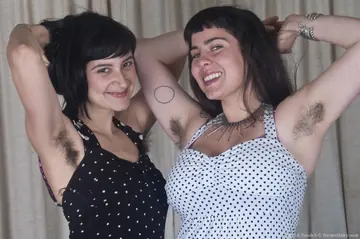 Two Curvy Hairy Women Strip Out of Dresses and Lingerie