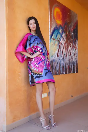 Slim Russian Strips Out of Her Dress and Heels