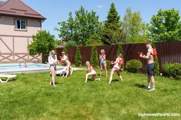 Rebecca Nikson – Petite Russian Babes Suck, Ride and Lick Pussy in the Pool Orgy