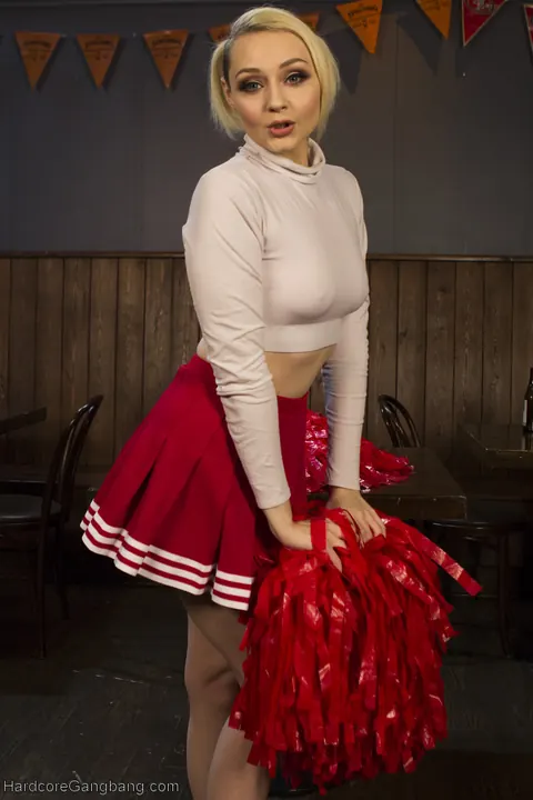 Arielle Aquinas: Blonde in Uniform Skirt Takes Double Penetration in Group Sex – photo 2 of 21