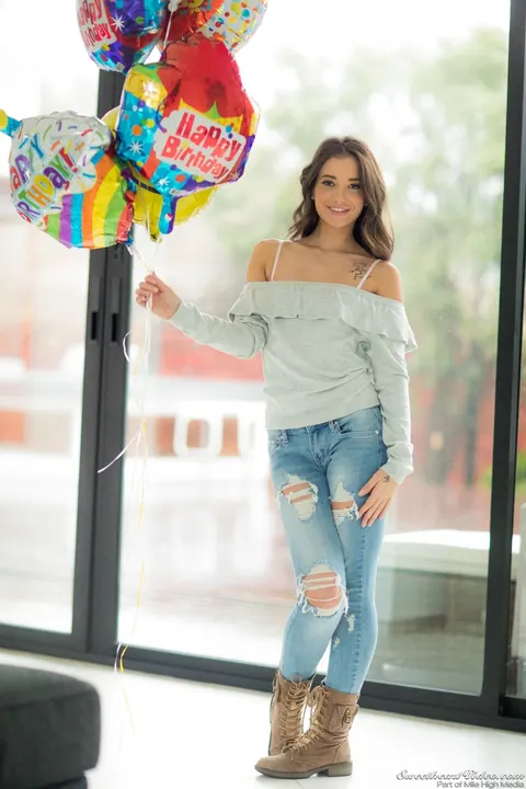 Gia Paige: Brunette Strips Out of Her Jeans to Show White Panties – photo 1 of 17