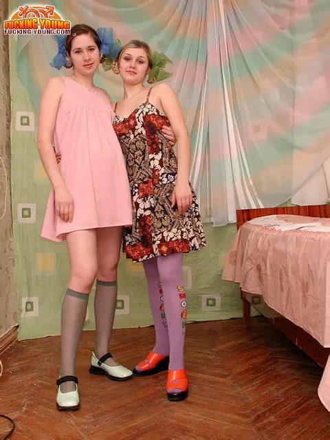 Hairy Lesbians in Pantyhose Share a Double Dildo – photo 5 of 20