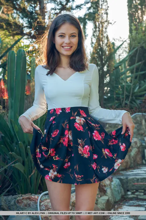 Hilary C: European Brunette Strips Out of Her Skirt Outdoors – photo 7 of 18