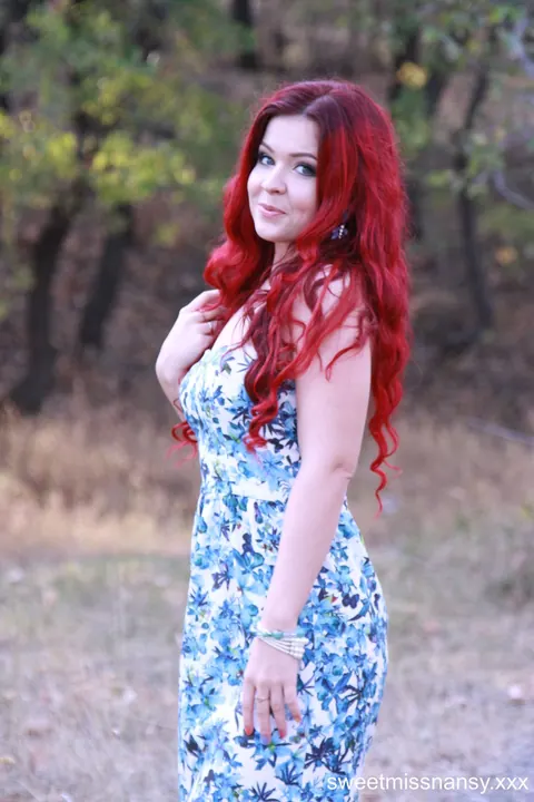 Curly Redhead Poses in a Summer Dress and High Heels Outdoors – photo 9 of 15