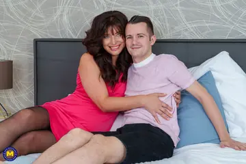 Busty Mature Brunette Takes Anal in Lingerie