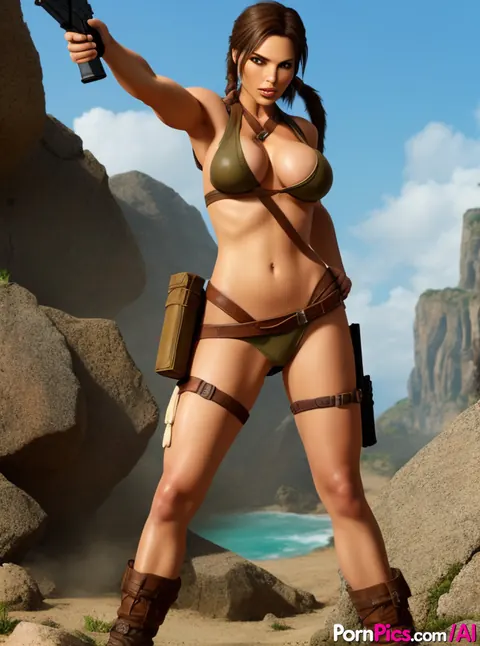 Busty AI-Generated Woman Spreads Outdoors in Revealing Outfit – photo 8 of 10