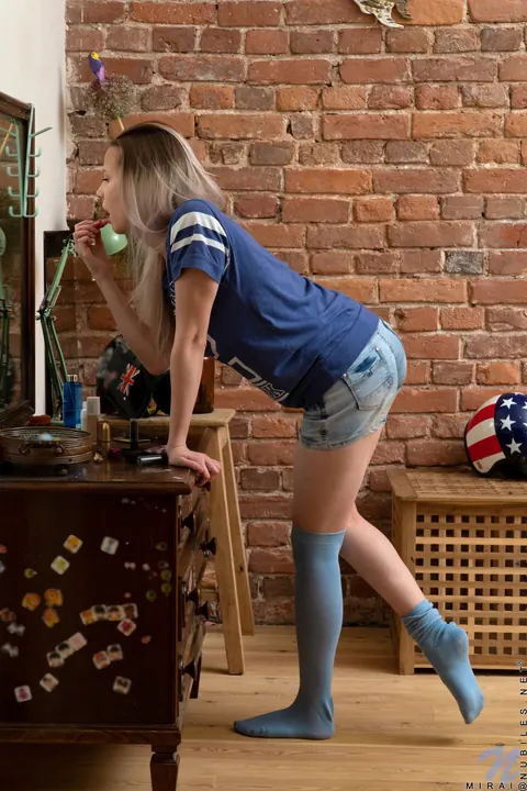 Blonde Russian PAWG Flaunts Her Big Tits in Socks – photo 1 of 21