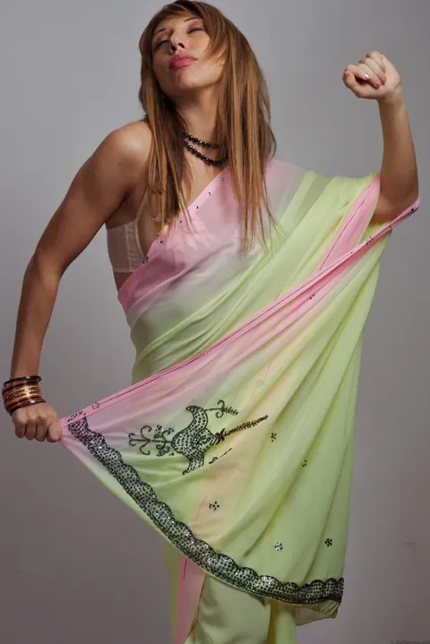 French Chloe: Indian MILF in Lingerie and Skirt Shows Pierced Belly – photo 15 of 15