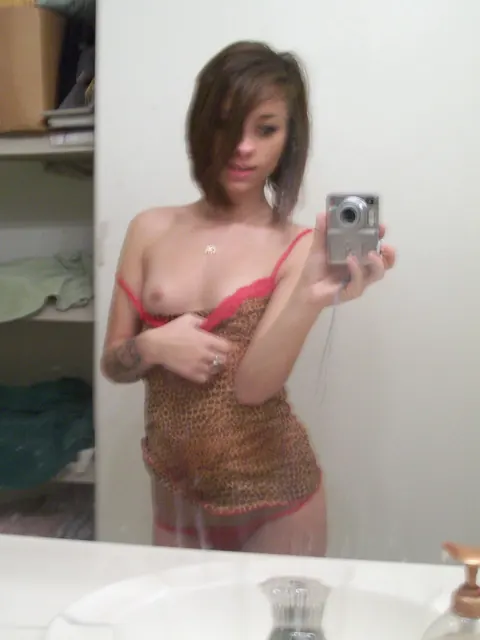 Riley Jensen: Petite Brunette Takes Nude Mirror Selfies in the Bathroom – photo 2 of 21