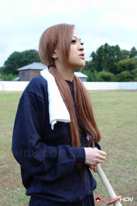 An Umemiya: Japanese MILF in Pigtails Gives a Blowjob Outdoors – photo 3 of 15