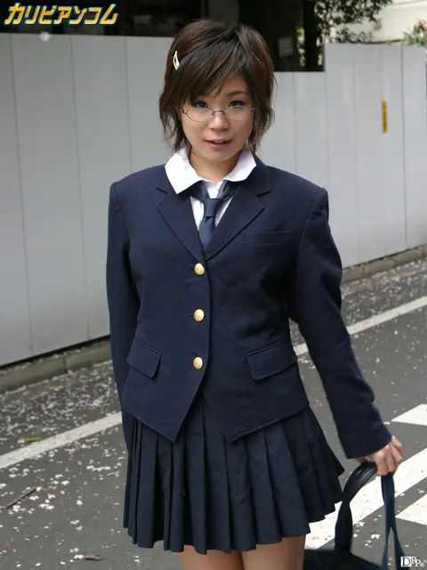 Japanese Brunette in Uniform and Glasses Takes Anal in Public – photo 1 of 12