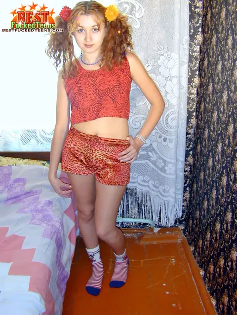 European Redhead Spreads Her Hairy Pussy on the Bed – photo 1 of 18