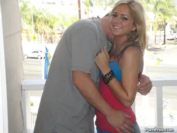 Ashley Abbott – Thick Blonde in Shorts Rides Cowgirl and Takes Cum on Natural Tits