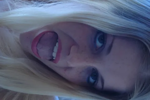 Charlotte Stokely: Petite Blonde with Tattoo Gives a Blowjob – photo 1 of 21