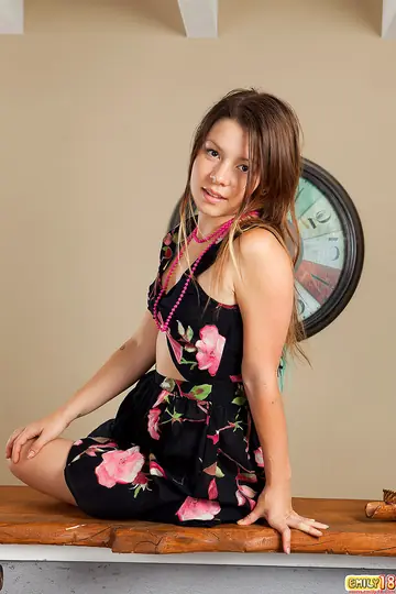 Woman Strips Off Her Floral Dress and Spreads in High Heels