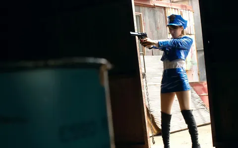 Asian Policewoman Poses in Latex Uniform and Bikini – photo 15 of 16