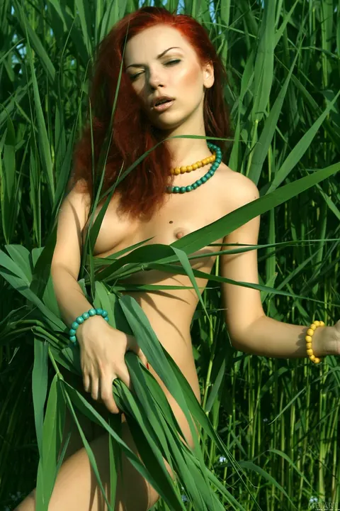 Monika E: Tall Slim Redhead Strips Out of Her Bikini Outdoors – photo 11 of 21