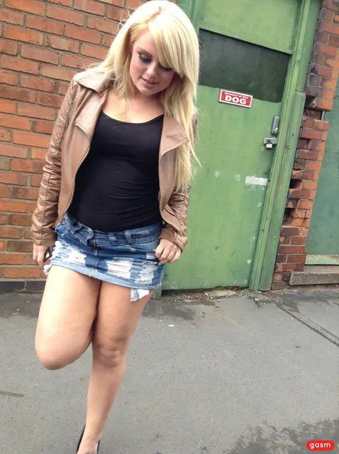 European Blonde Undresses and Spreads in Public – photo 6 of 15
