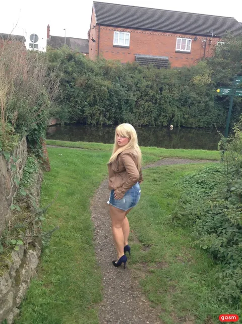 European Blonde Undresses and Spreads in Public – photo 10 of 15