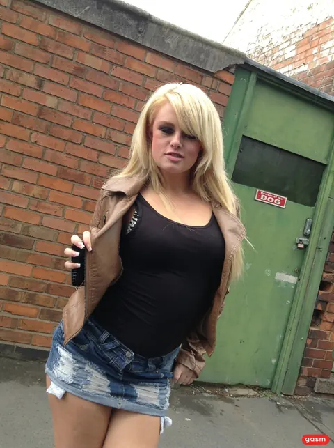European Blonde Undresses and Spreads in Public – photo 7 of 15