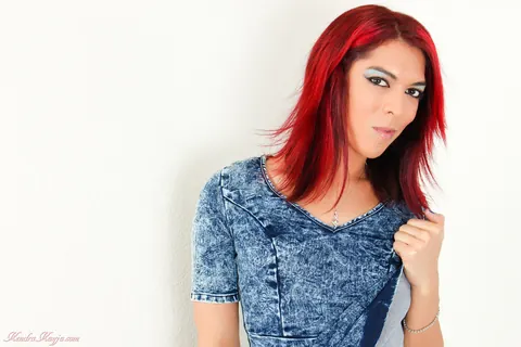 Redhead Trans Woman Poses in a Skirt and Panties – photo 10 of 20