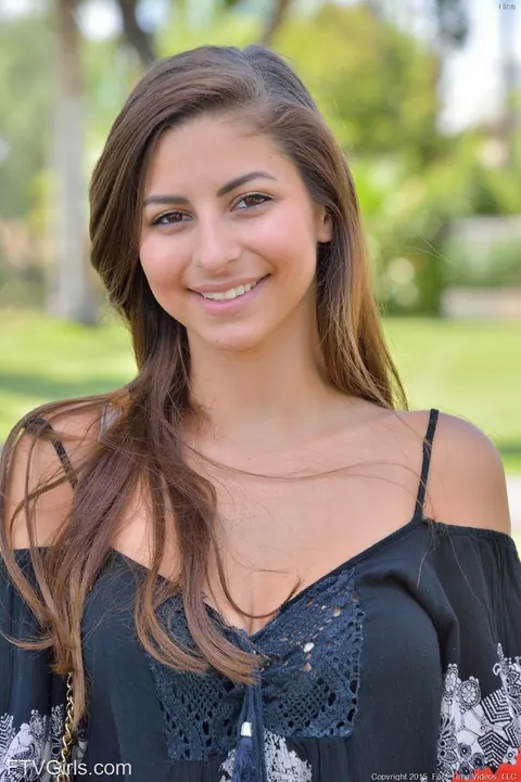 Nina North: Busty Brunette Strips Out of Her Skirt and Uses a Toy Outdoors – photo 7 of 16