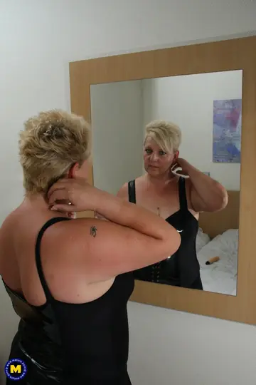 Chubby Blonde MILF Strips Out of Her Dress to Use a Dildo
