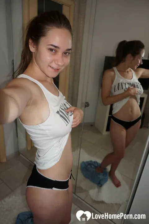Kecy Hill: Thick Brunette in a Skirt Shows Her Big Ass and Tits in the Mirror Selfies – photo 13 of 20