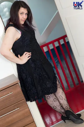 Curvy Trans Woman Undresses and Masturbates with a Dildo